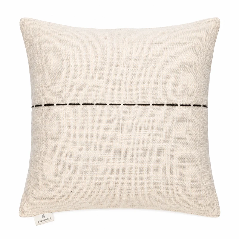 Originalhome kussenhoes gerecycled katoen wit met grafisch zwart design - 60x60 cm