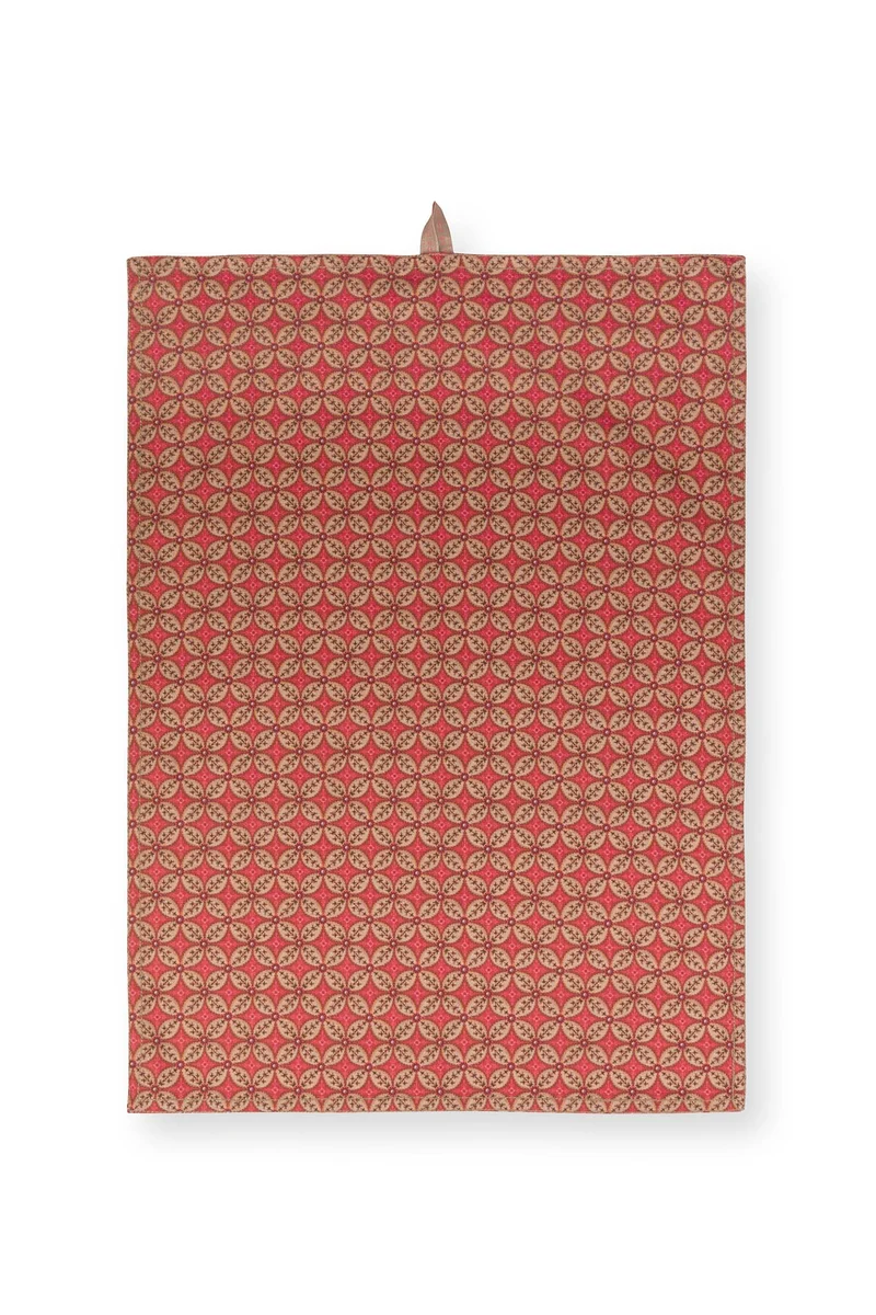 Pip Studio - Blooming Tales Bustani Pashmina Dark Red - Set van 2 Theedoeken - 50x70cm