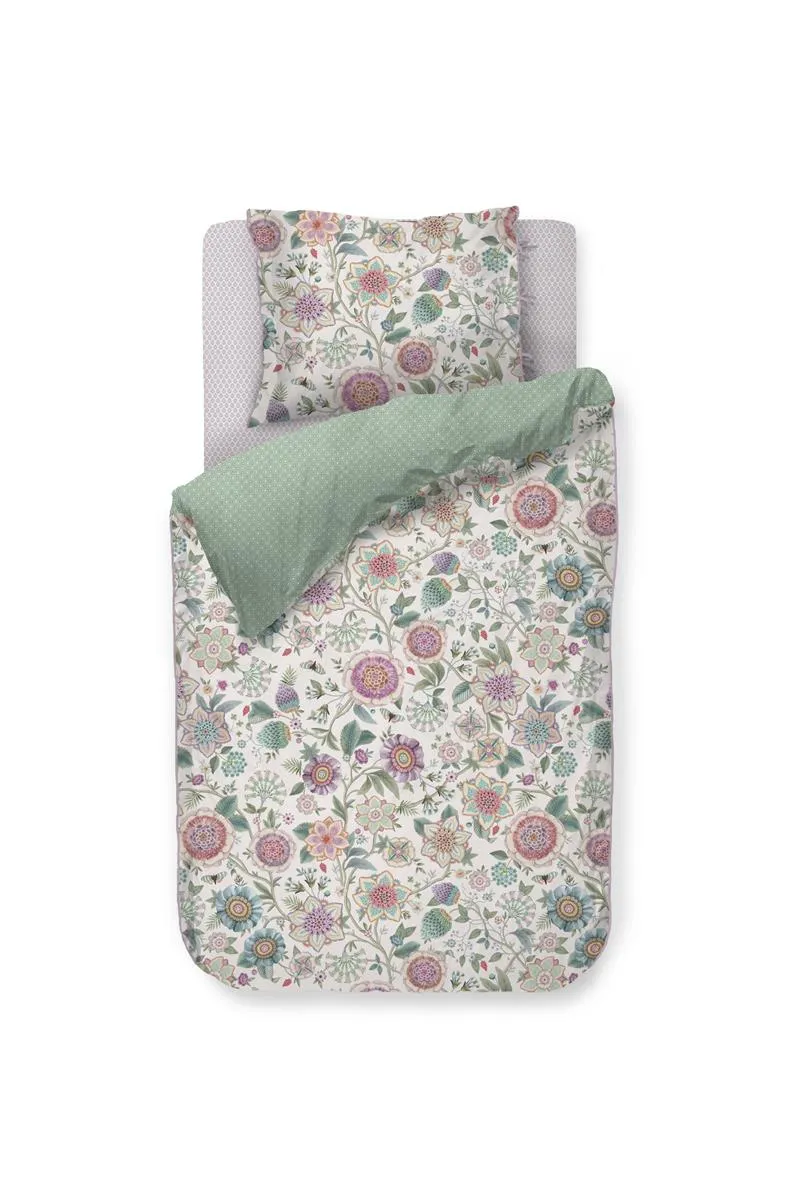 Pip Studio dekbedovertrek Viva Las Flores - 140x200/220 cm - wit