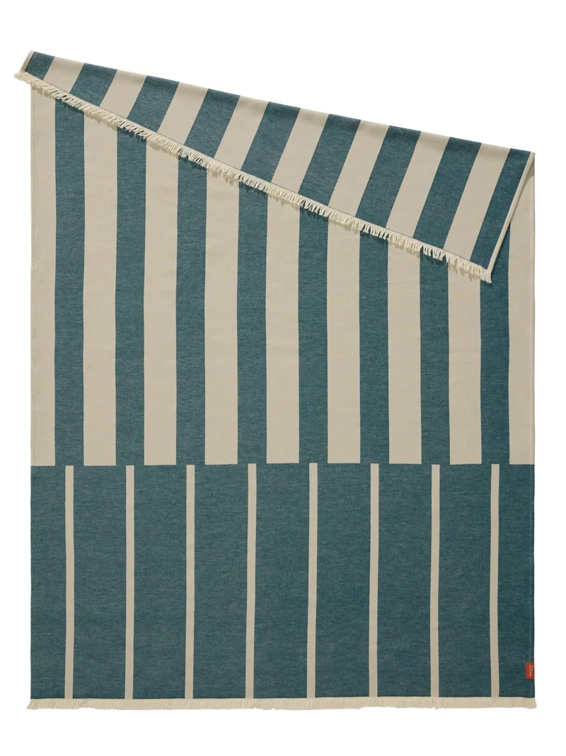 benuta katoenen deken Reed - petrol - 130x170 cm