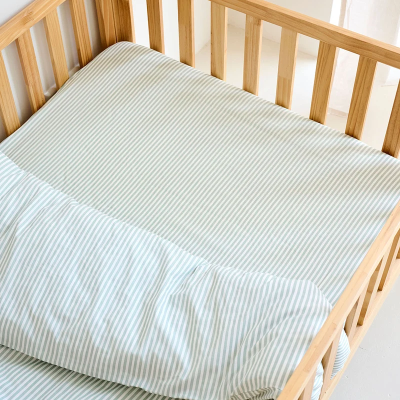 Petite Amélie Hoeslaken STRIPED - 80x160 cm - biologisch katoen - crème