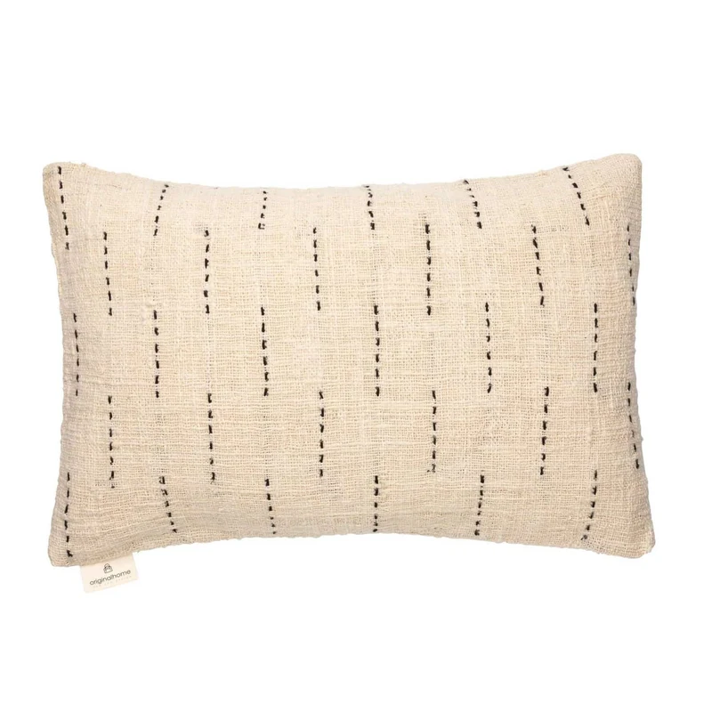 Originalhome kussenhoes gerecycled katoen met stippen zwart - 60x40 cm