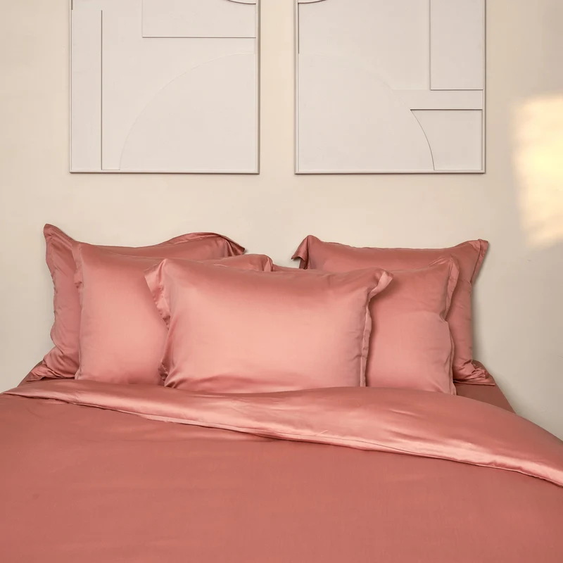 Coco & Cici - TENCEL - Sateen Kussensloop Terra Roze - 1 kussensloop 40x80