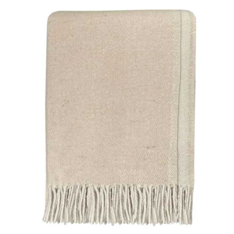 Malagoon plaid - beige dubbelzijdig - 130x170cm gerecycled wol