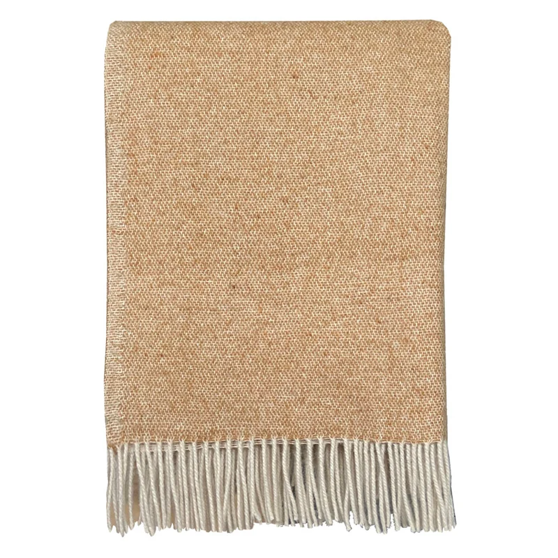 Malagoon plaid - camel beige dubbelzijdig - 130x170cm gerecycled wol