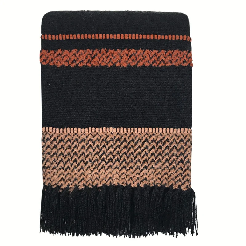Malagoon plaid- Multicolor zwart bouclé - 125x150cm