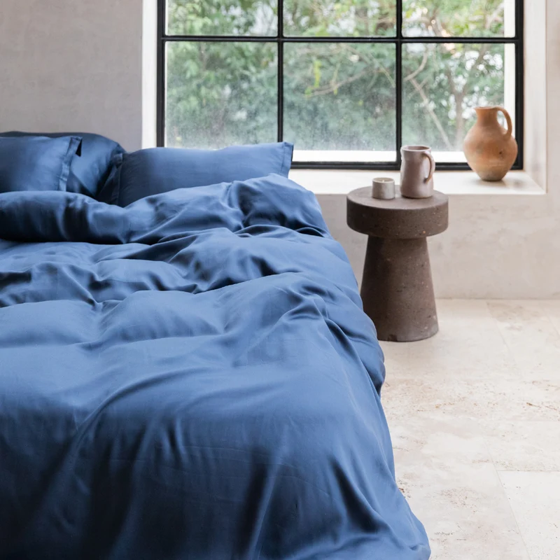 Coco & Cici - TENCEL Twill Dekbedovertrek Donker Blauw - 260x220 + 2 kussenslopen 60x70