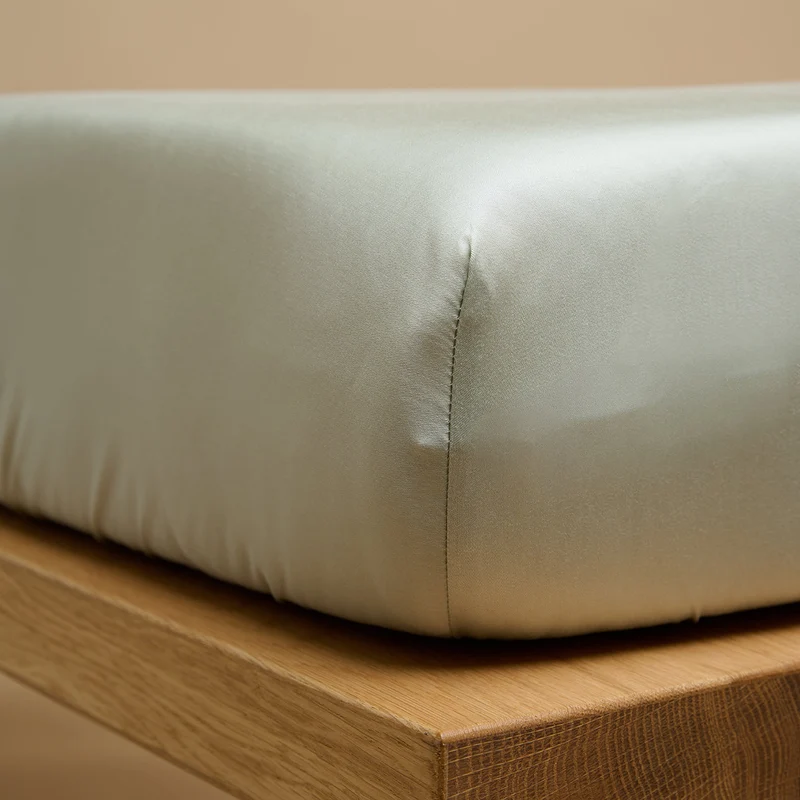 Coco & Cici - TENCEL - Sateen Hoeslaken Grijs Groen - Topper 180x210x10
