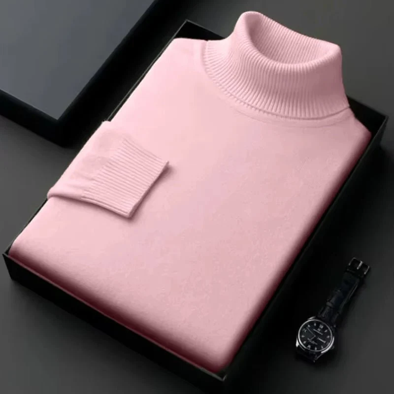 Męski sweter z golfem – lekki, jednokolorowy sweter dzianinowy