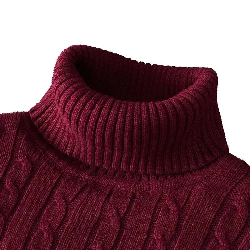 Męski sweter z golfem w prążki – lekki, dzianinowy sweter do warstwowej odzieży jesienno-zimowej