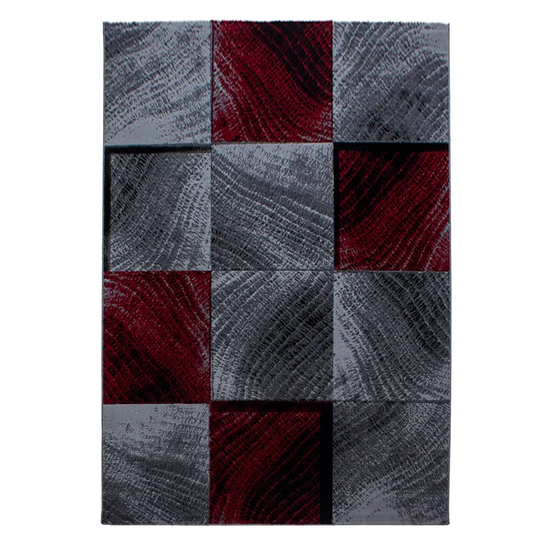 Plus Vloerkleed – Rood – Patchwork Design – Laagpolig