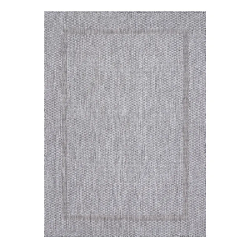 Relax Vloerkleed – Zilver – Laagpolig Kaderdesign – Voor Binnen & Buiten