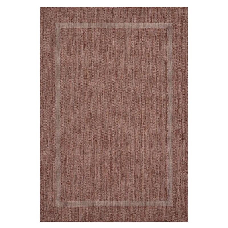 Relax Vloerkleed – Rood – Laagpolig Kaderdesign – Voor Binnen & Buiten
