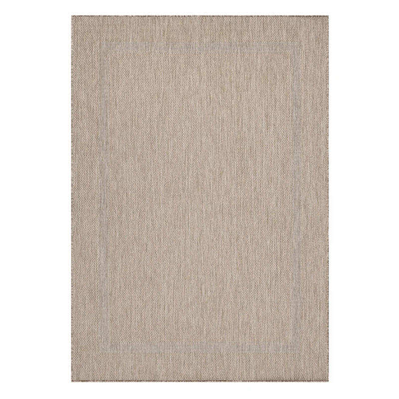Relax Vloerkleed – Beige – Laagpolig Kaderdesign – Voor Binnen & Buiten