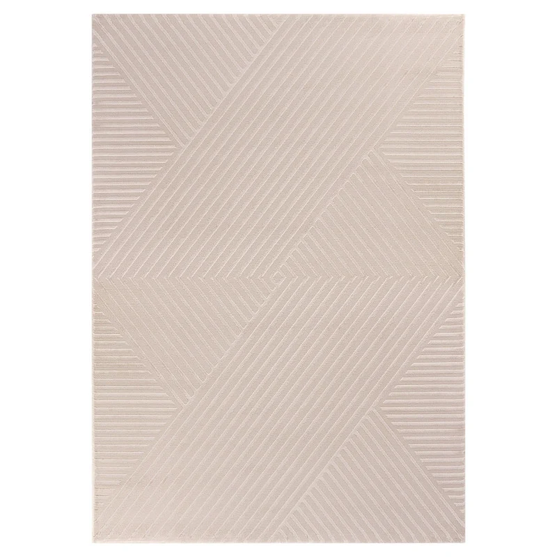 Sahara Vloerkleed – Beige – Diagonaal Lijnenspel – Laagpolig & Modern