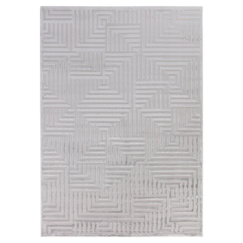 Sahara Vloerkleed – Zilver – Minimalistisch Rasterpatroon – Tijdloos Design