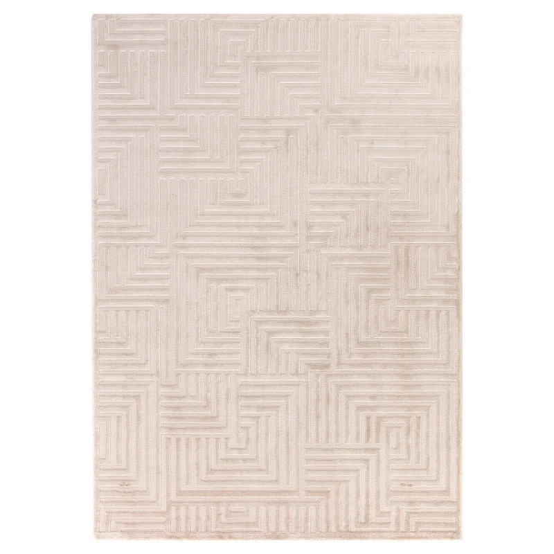 Sahara Vloerkleed – Beige – Rustgevend Golfpatroon – Laagpolig Comfort