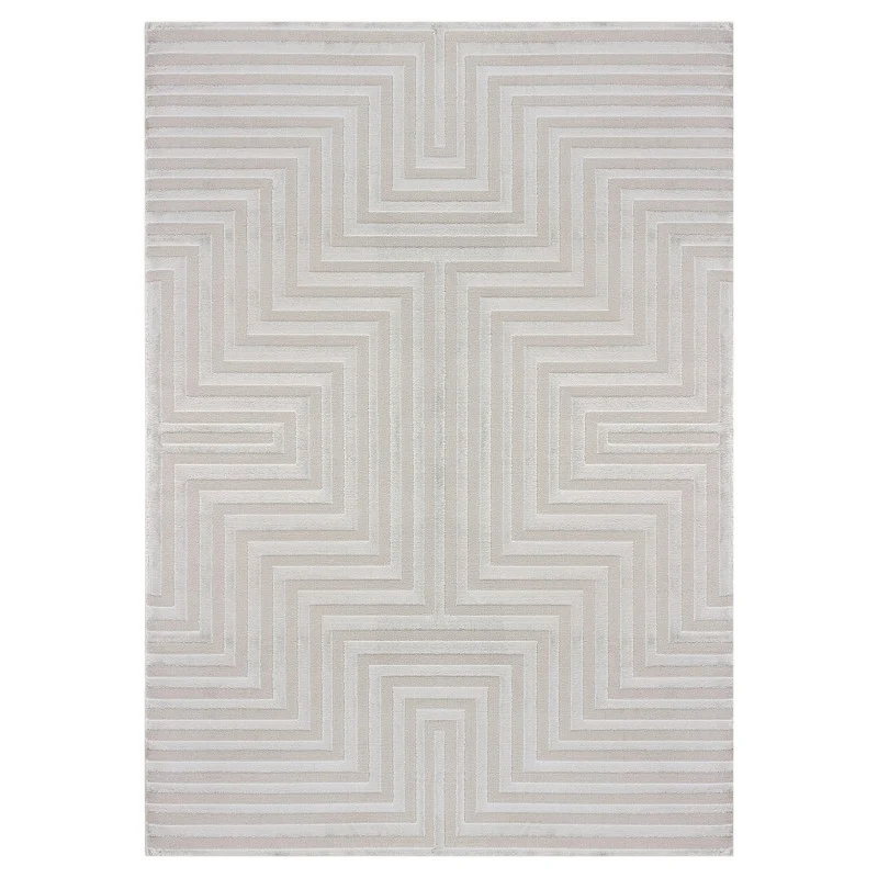 Sahara Vloerkleed – Zilver – Grafisch Geweven Design – Voor Binnen