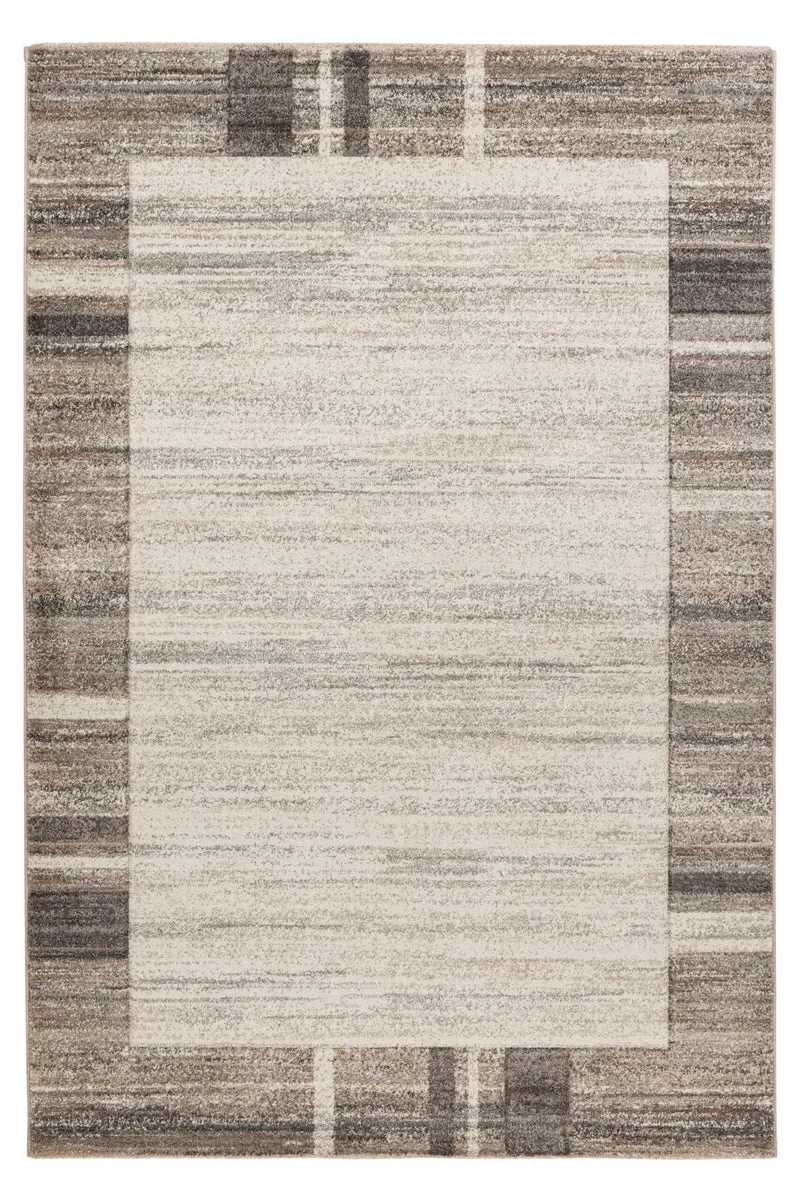 Trendy Carving – Silver beige kader structuur – Laagpolig vloerkleed