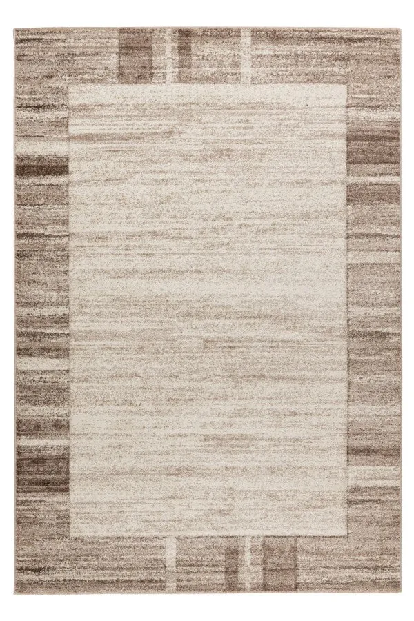 Trendy Carving – Beige kader structuur – Laagpolig vloerkleed