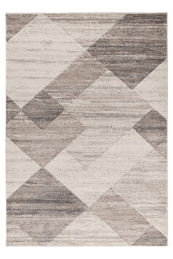 Trendy Carving – Beige silver geometrische structuur – Laagpolig vloerkleed
