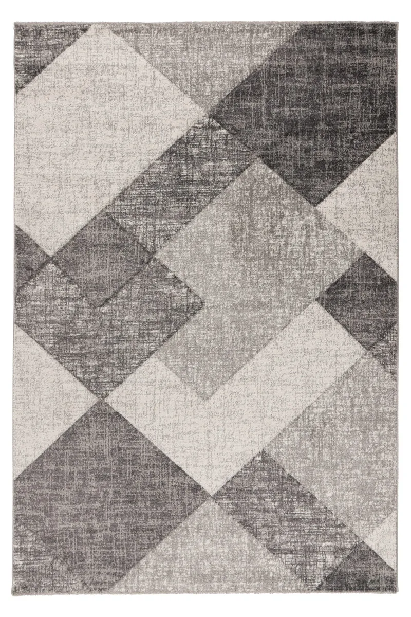 Trendy Carving – Silver geometrische structuur – Laagpolig vloerkleed