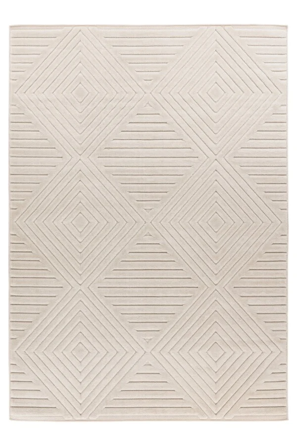 Japandi binnen- en buitenkleed Viva – ivory met subtiel geometrisch patroon