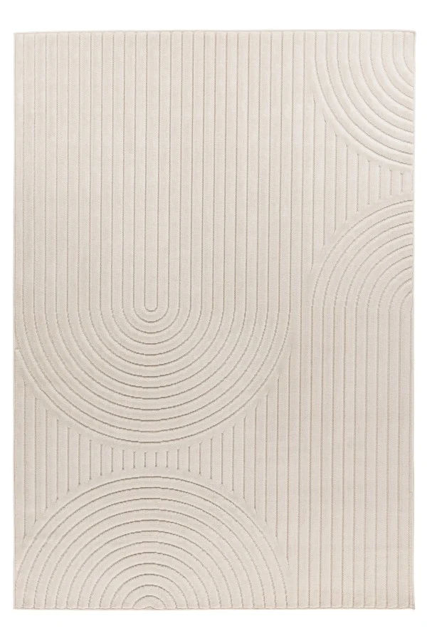 Japandi binnen- en buitenkleed Viva – ivory met ton-sur-ton lijnen