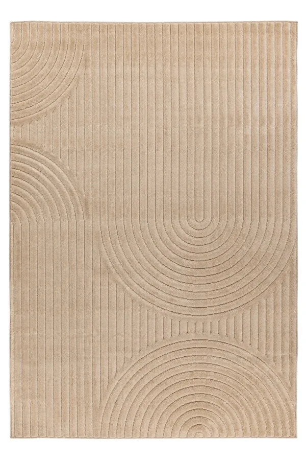 Japandi binnen- en buitenkleed Viva – beige met fijn patroon